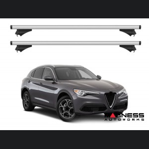 Alfa Romeo Stelvio Roof Rack Cross Bars - for models w/ factory roof rails - Silver